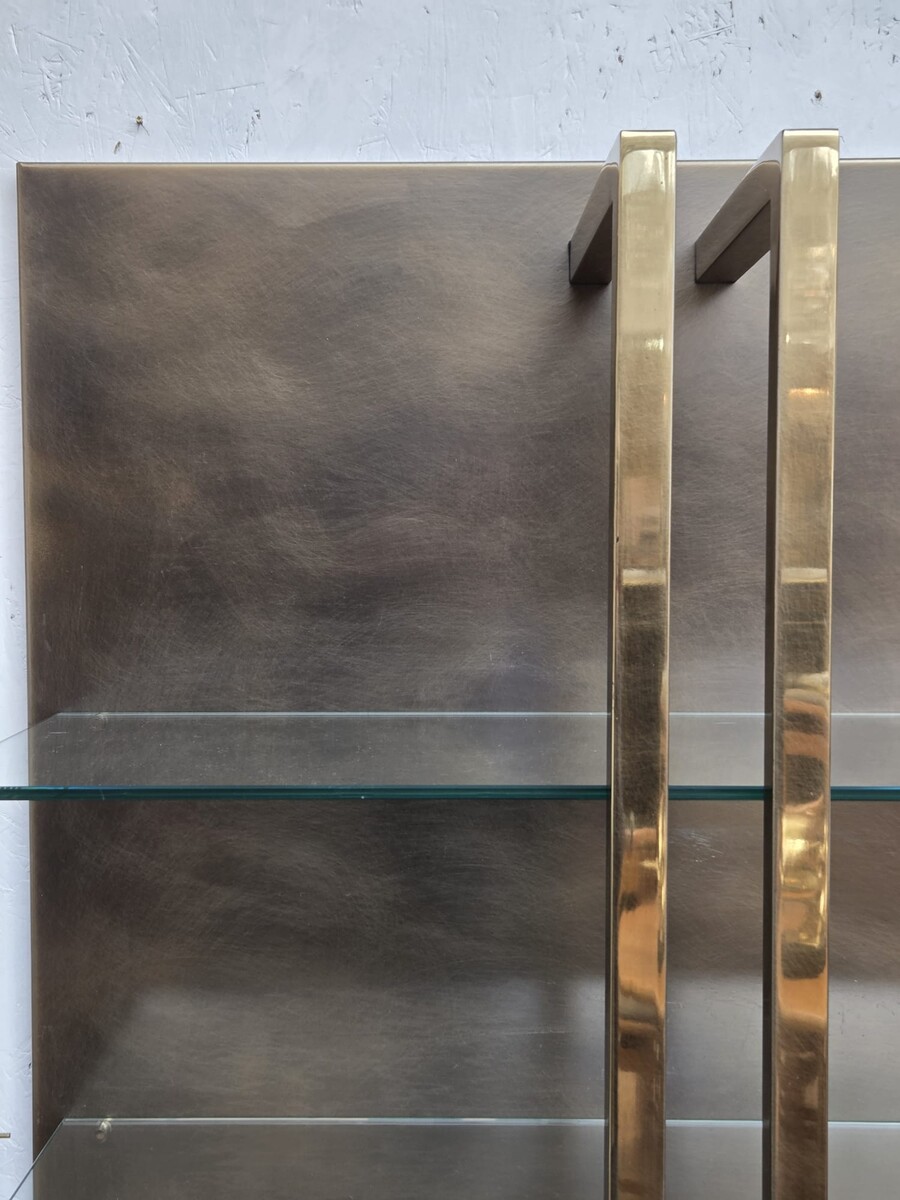 Modernist shelf, copper and brass, circa 1970