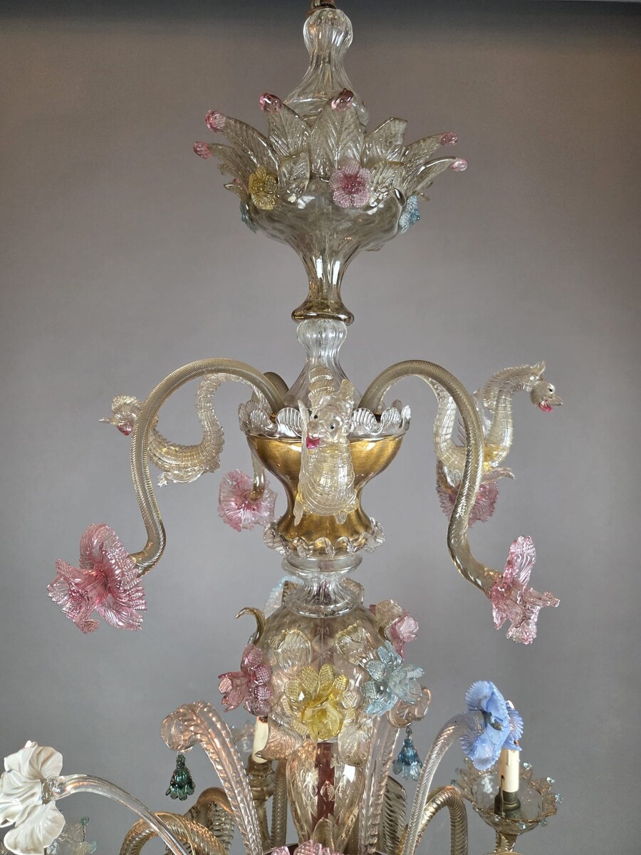 Multicolored Murano chandelier, late 19th–early 20th century (a few chips)