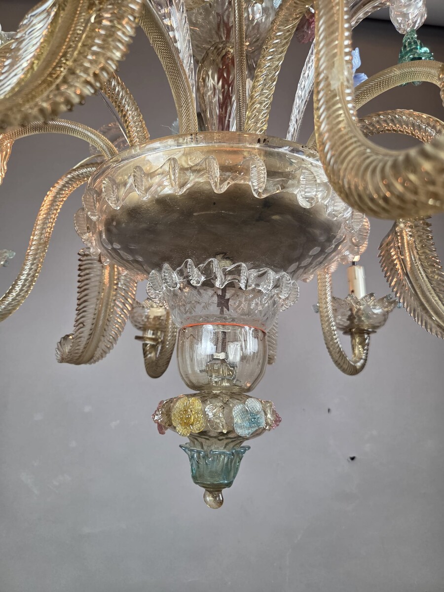Multicolored Murano chandelier, late 19th–early 20th century (a few chips)