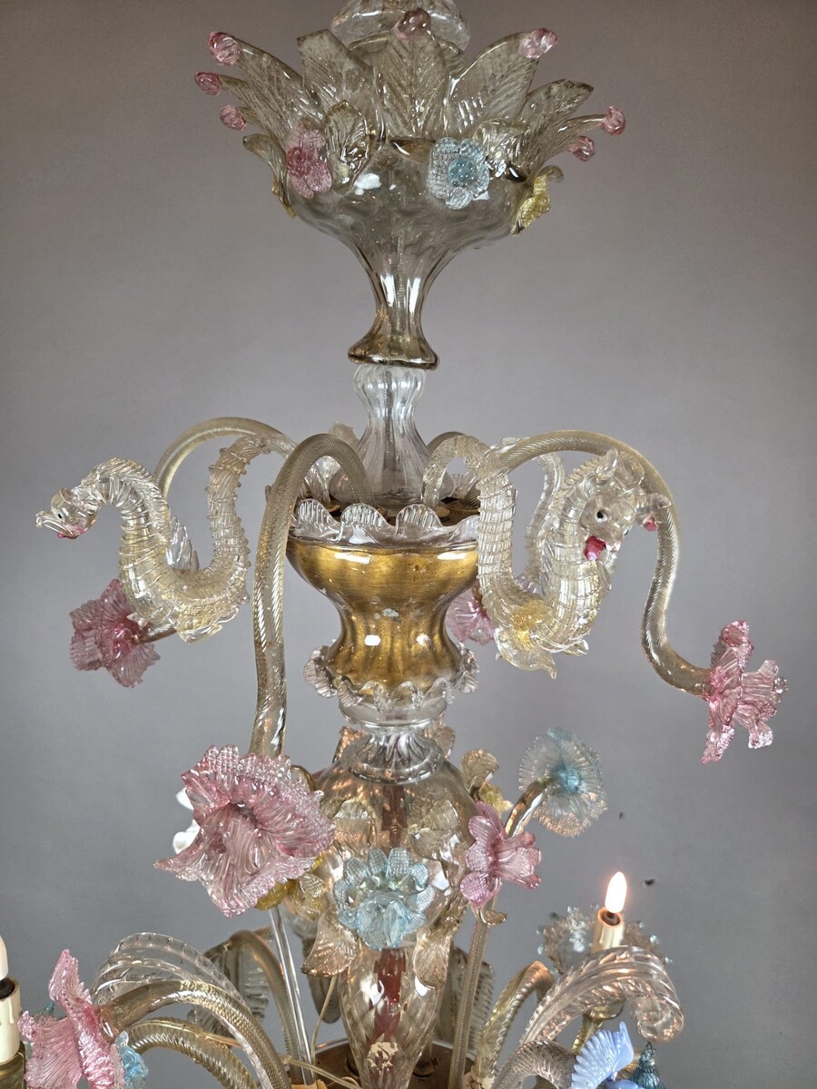 Multicolored Murano chandelier, late 19th–early 20th century (a few chips)