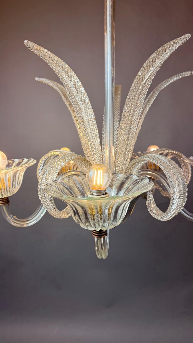 Murano chandelier in white glass with 5 lights