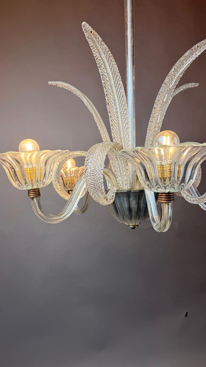 Murano chandelier in white glass with 5 lights