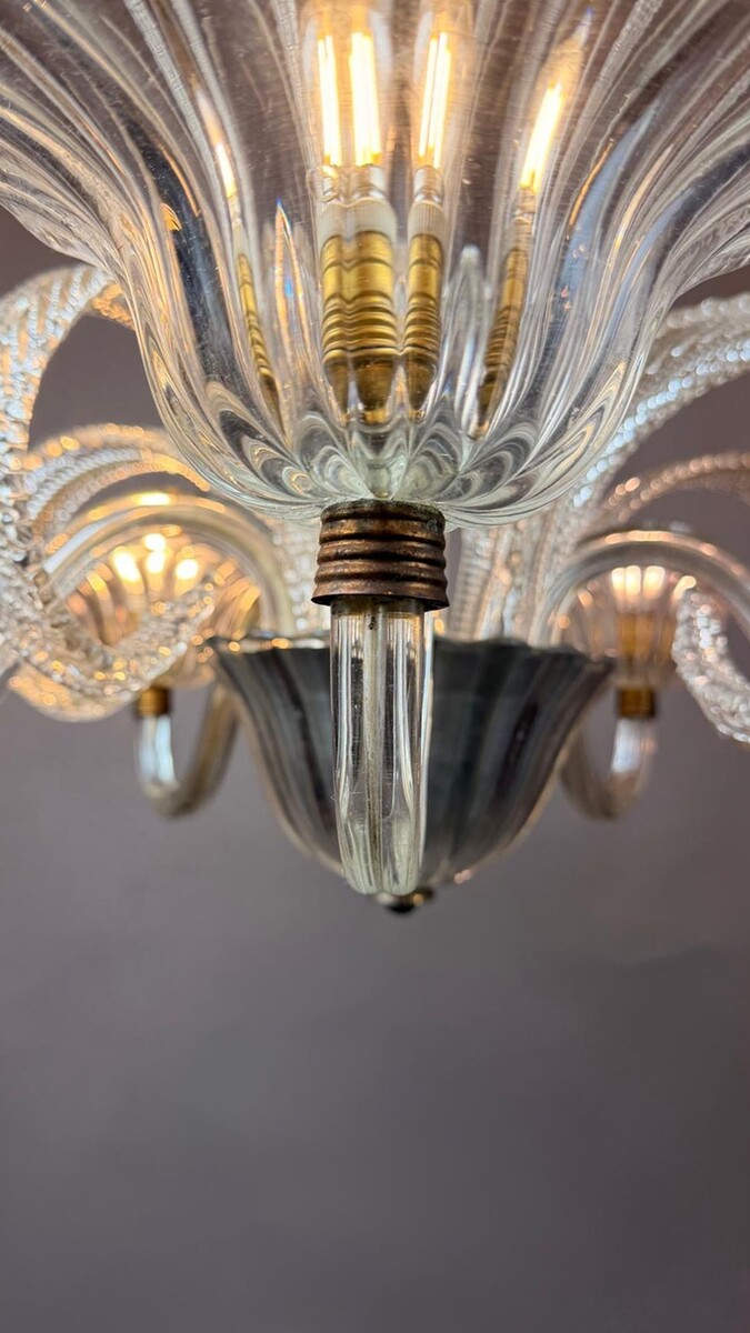 Murano chandelier in white glass with 5 lights