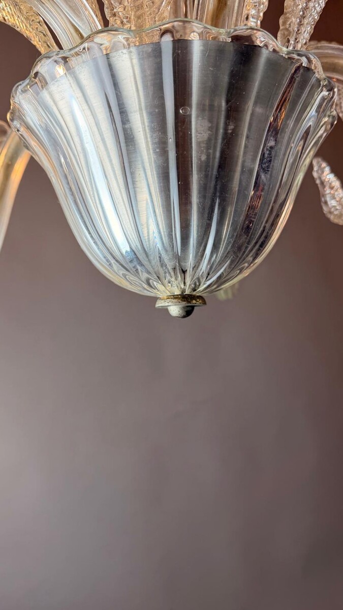 Murano chandelier in white glass with 5 lights