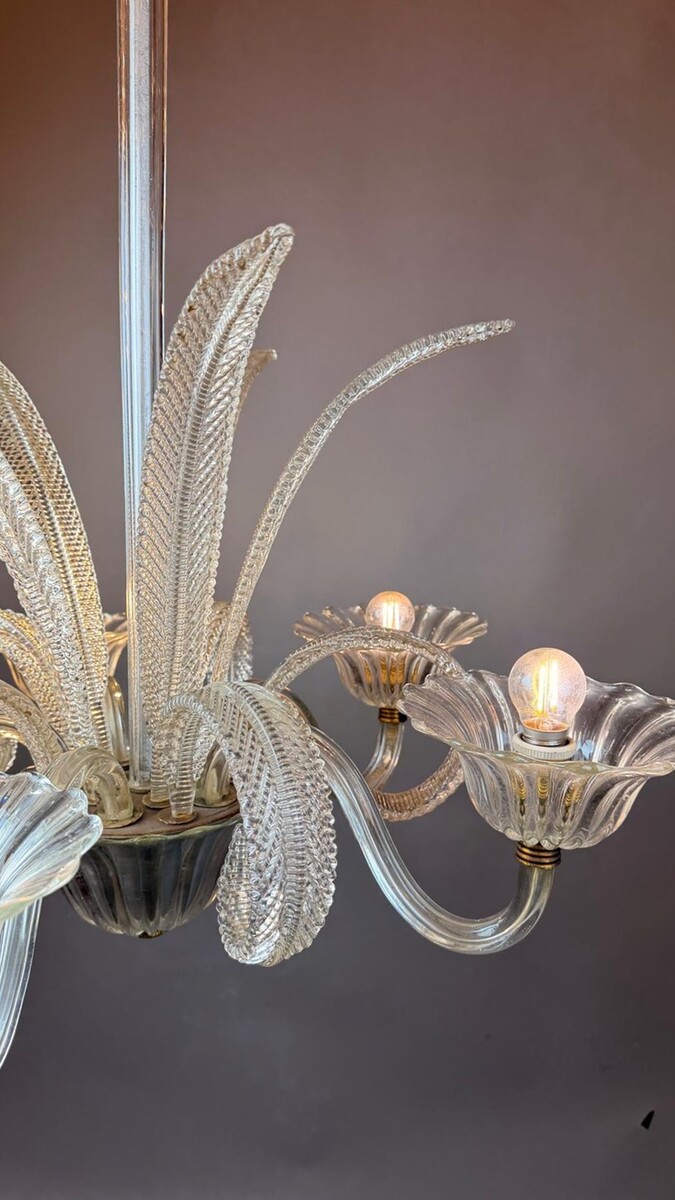 Murano chandelier in white glass with 5 lights