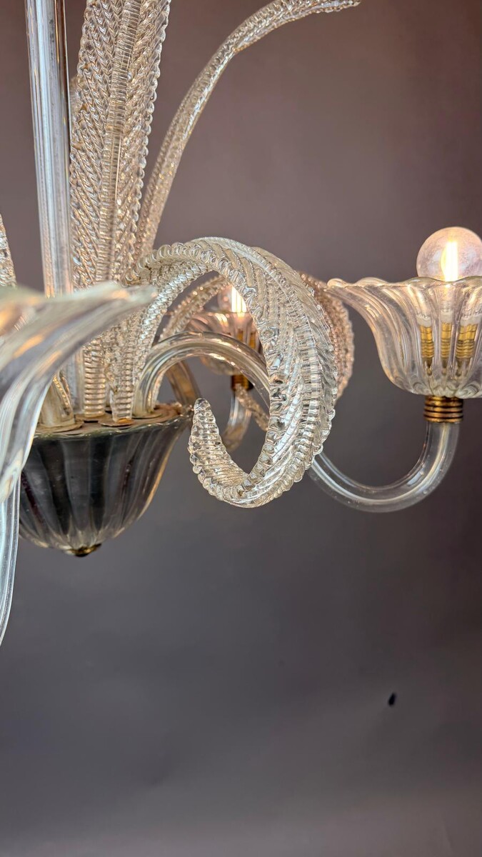 Murano chandelier in white glass with 5 lights