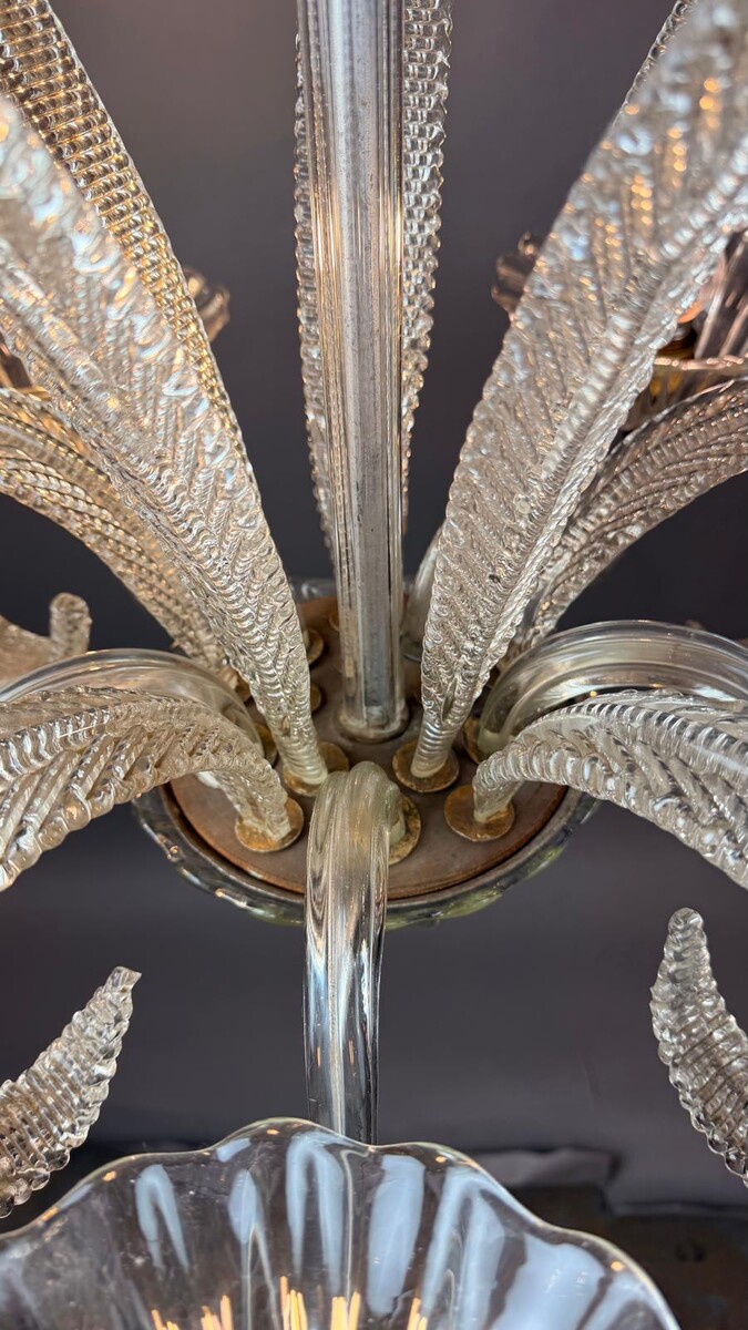 Murano chandelier in white glass with 5 lights