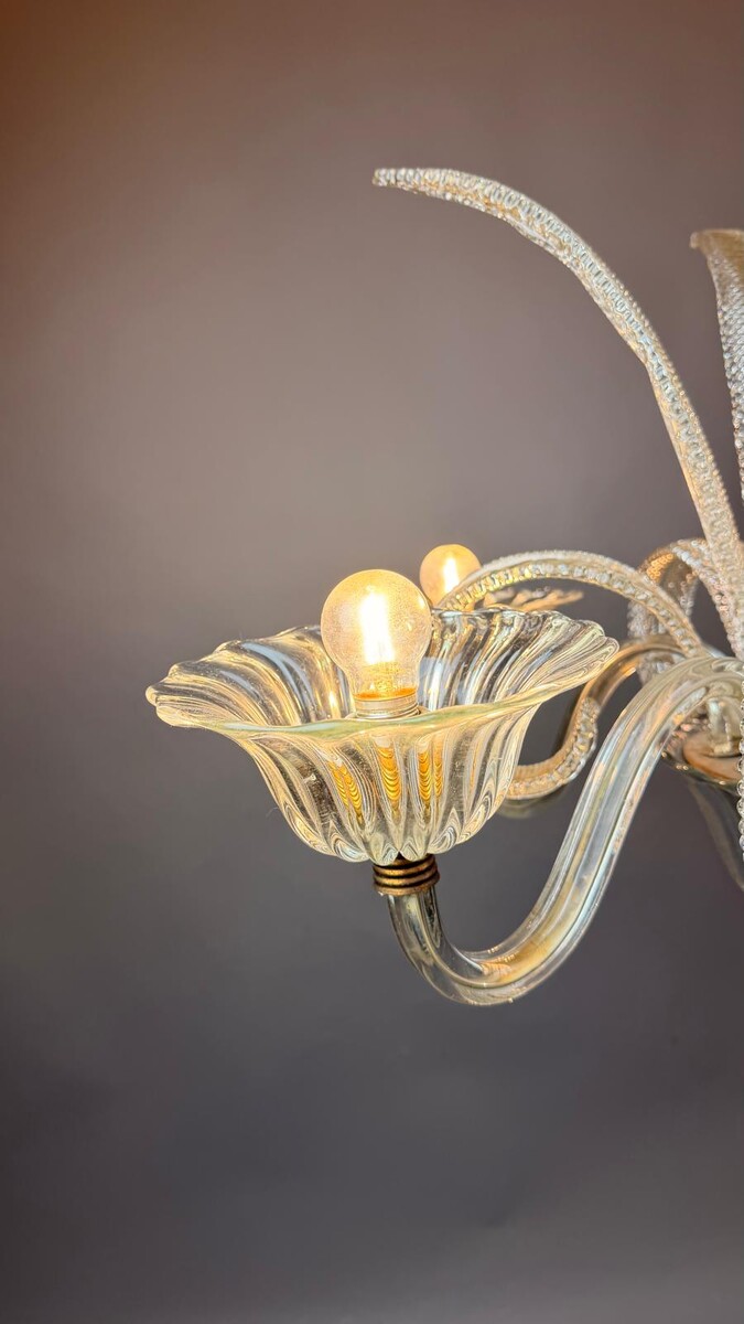 Murano chandelier in white glass with 5 lights