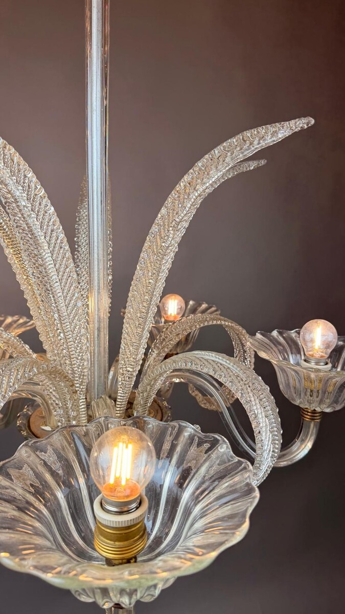 Murano chandelier in white glass with 5 lights