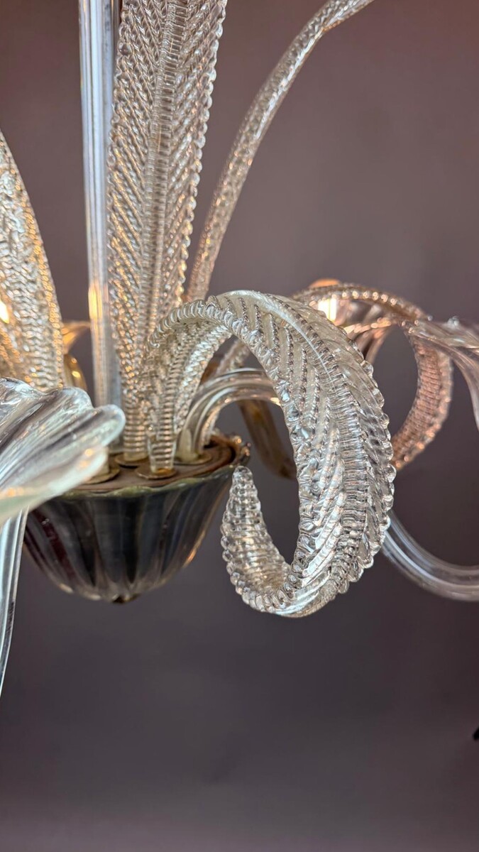 Murano chandelier in white glass with 5 lights