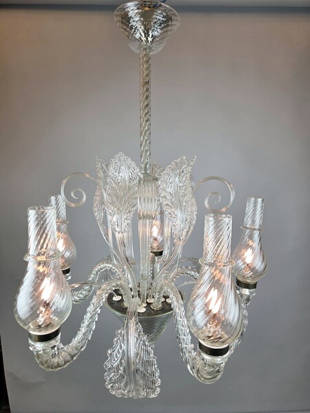 Murano chandelier with 5 lights, circa 1940
