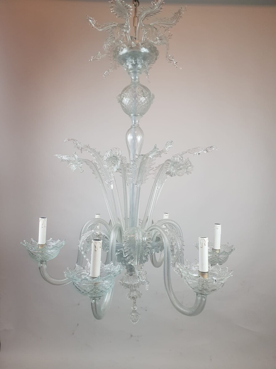 Murano chandelier with 6 arms of light