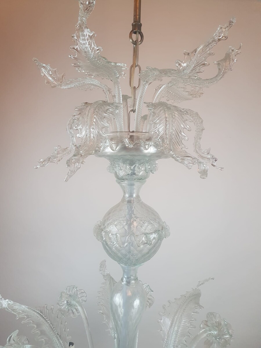 Murano chandelier with 6 arms of light