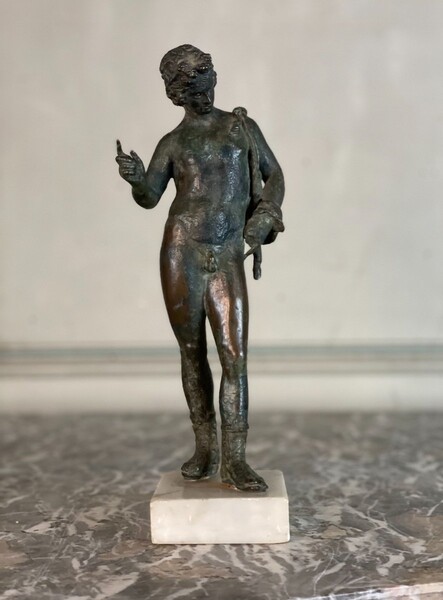 Narcisse, Bronze D’après L’antique, Patine Fouille