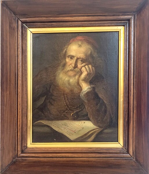Oil on canvas depicting Archimedes at work