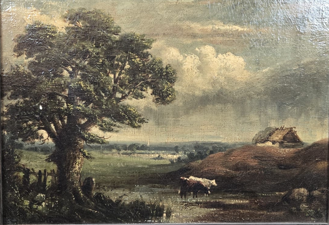 Oil on canvas, Pastoral Landscape, attributed to John Constable, 19th century
