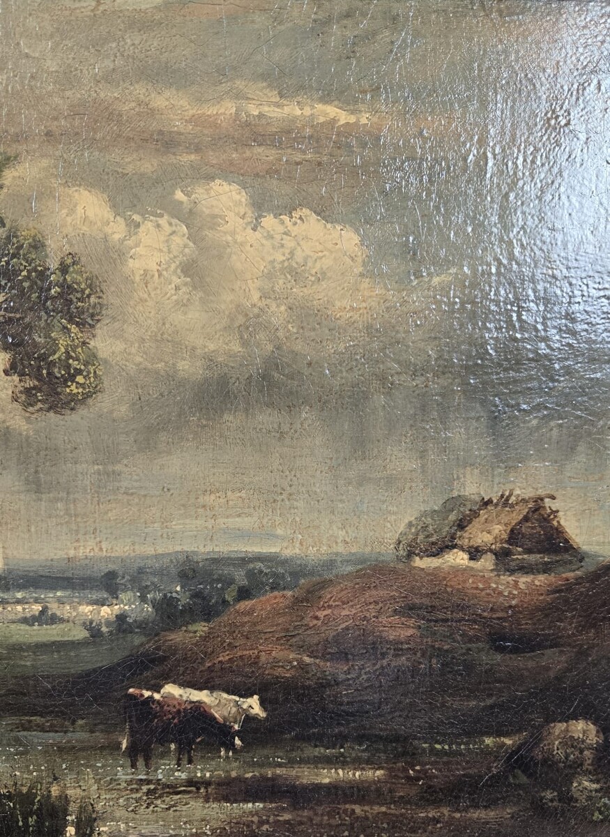 Oil on canvas, Pastoral Landscape, attributed to John Constable, 19th century
