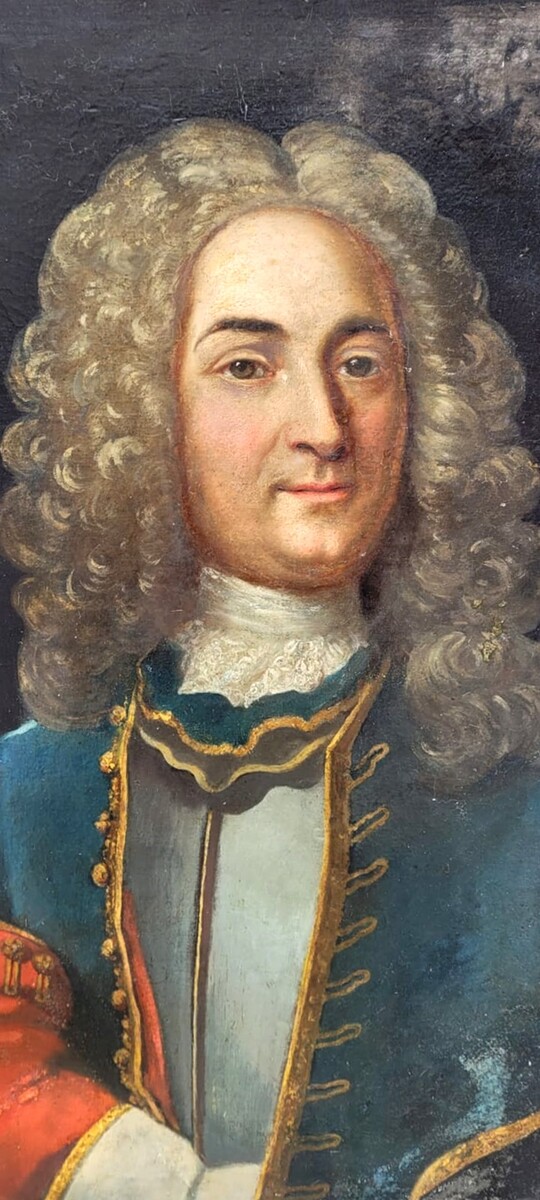 Oil on mounted canvas - portrait of a notable - late 18th century