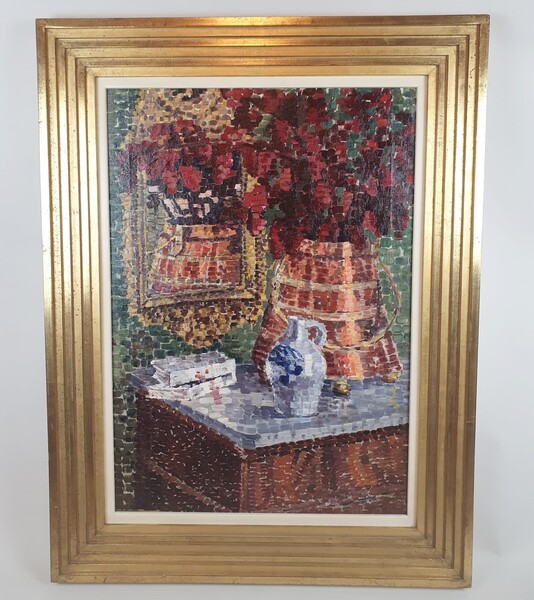 Oil on pointillist canvas - signed Rita König 1918