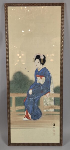 Painting on silk, Japanese, 19th century, 