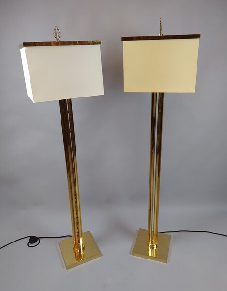 Pair 1980's of gilded brass  lamps