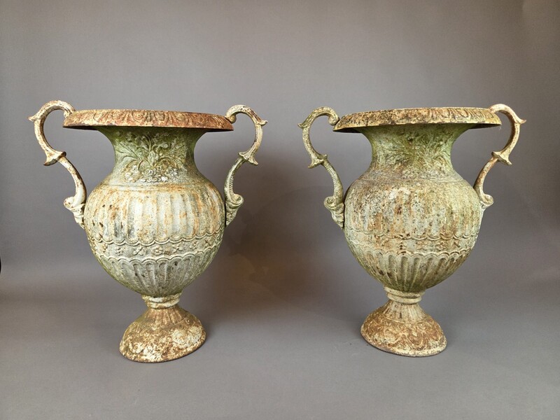 Pair of 19th century cast iron Medici basins