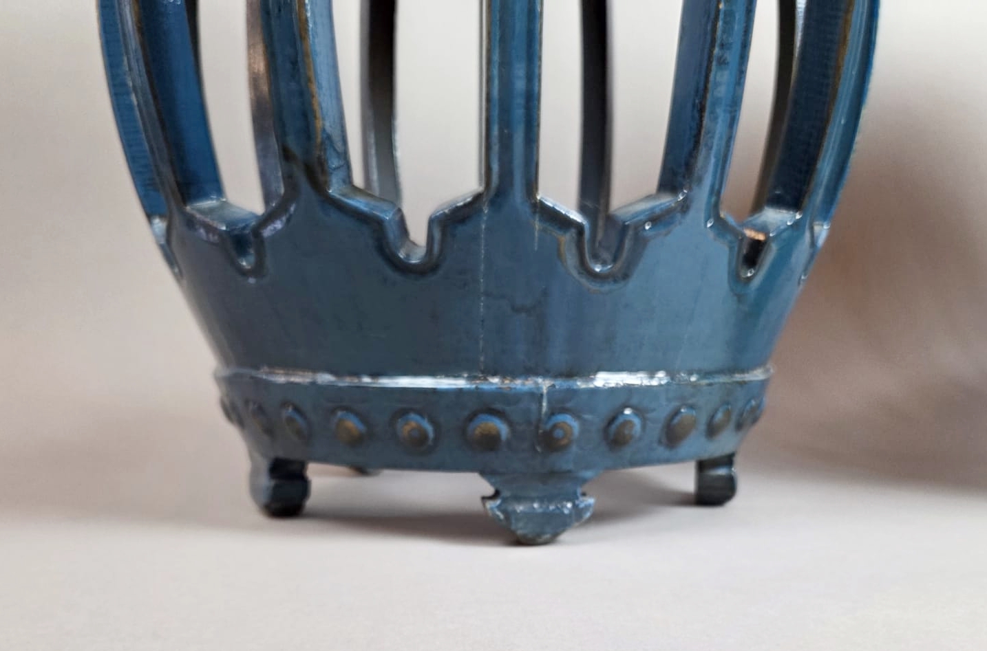 Pair of blue lacquered wood stools, China late 19th early 20th