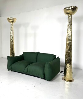 Pair of brass floor lamps, Italy