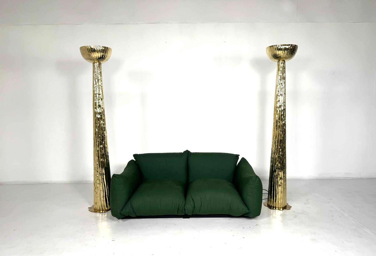 Pair of brass floor lamps, Italy