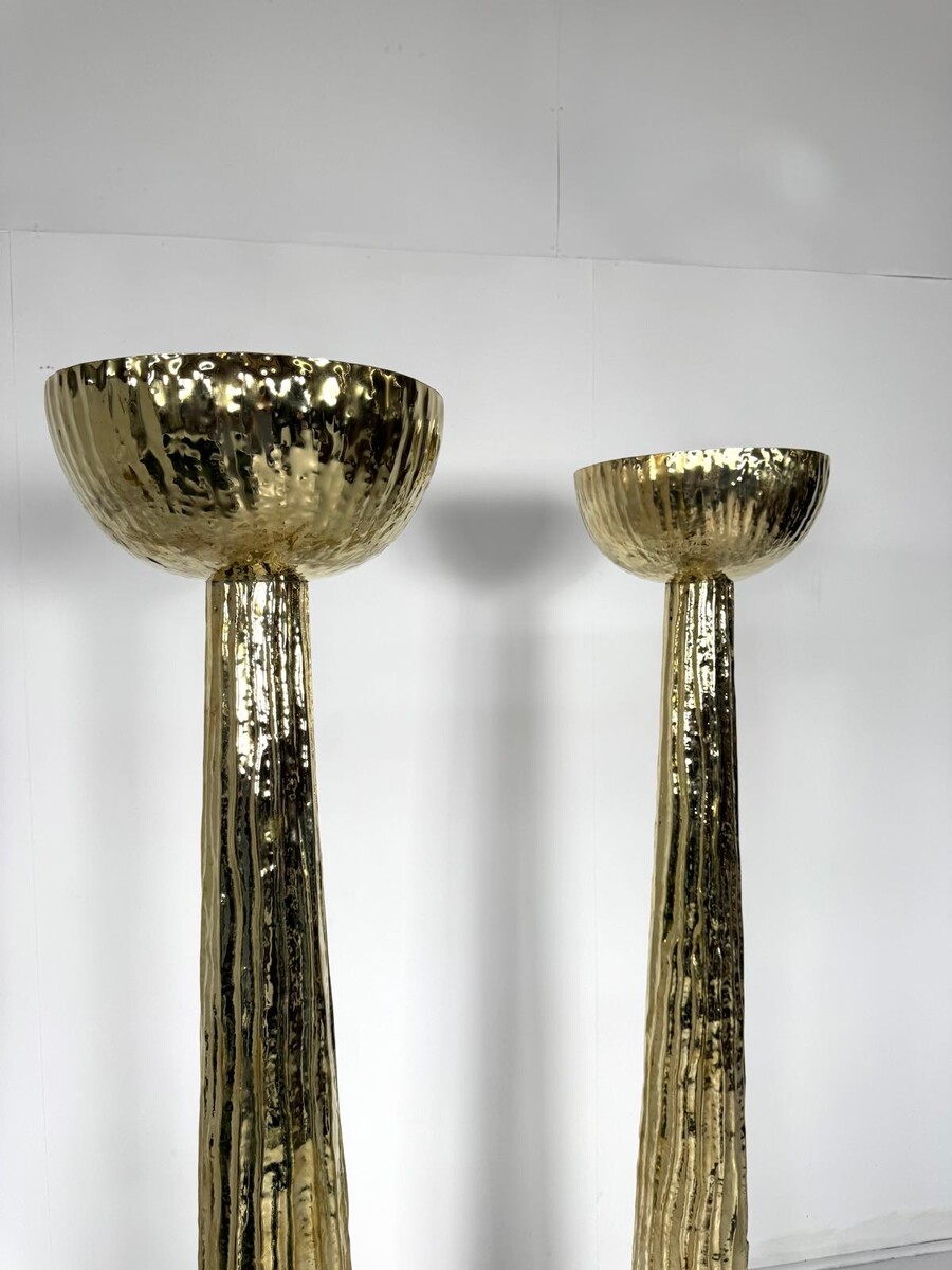 Pair of brass floor lamps, Italy