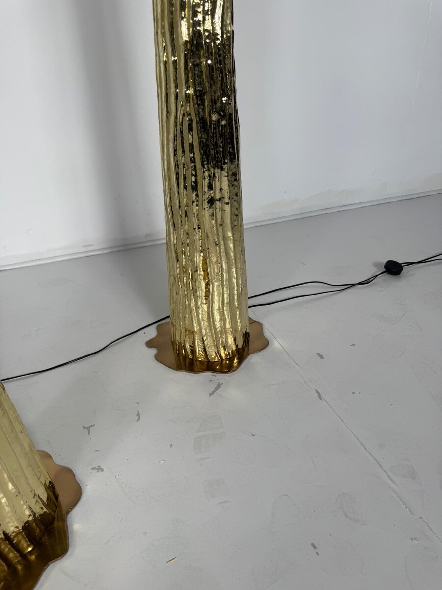 Pair of brass floor lamps, Italy