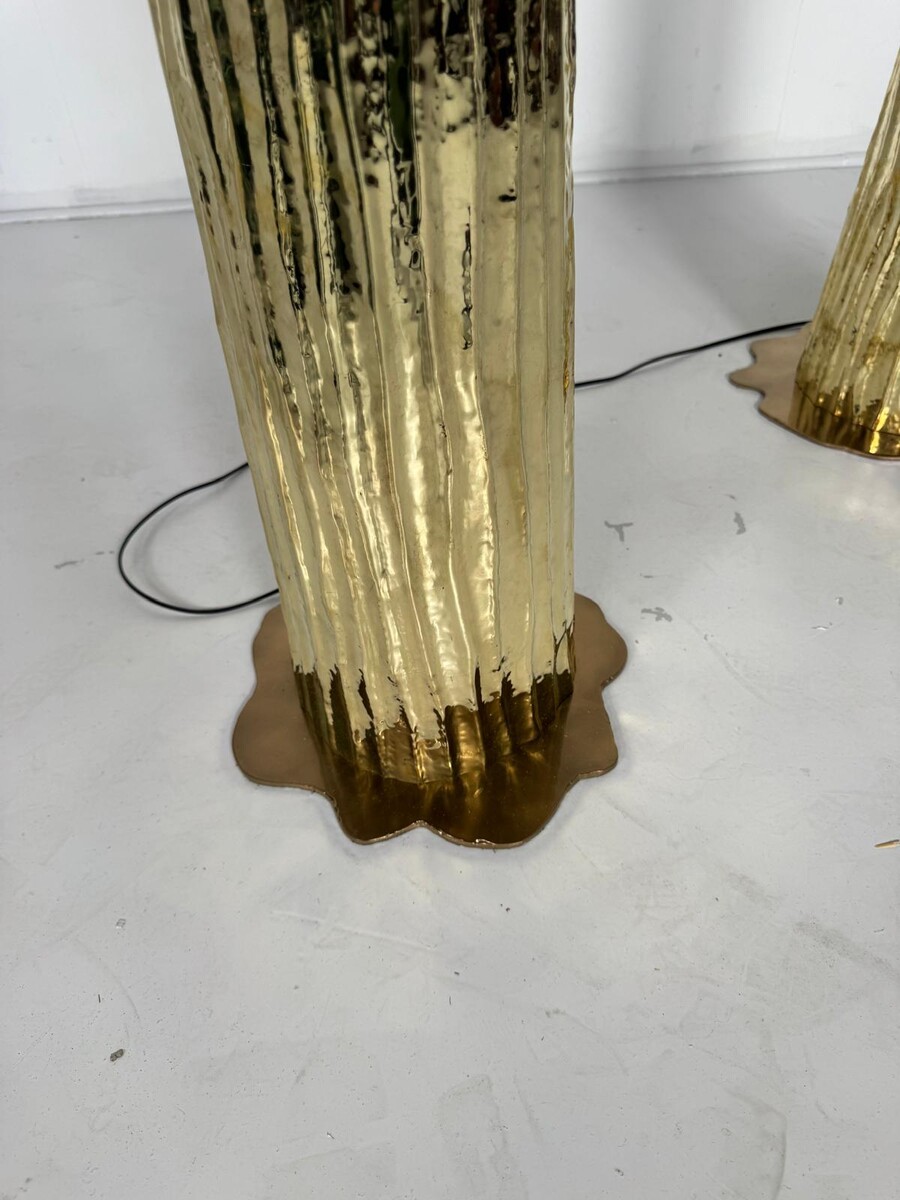 Pair of brass floor lamps, Italy