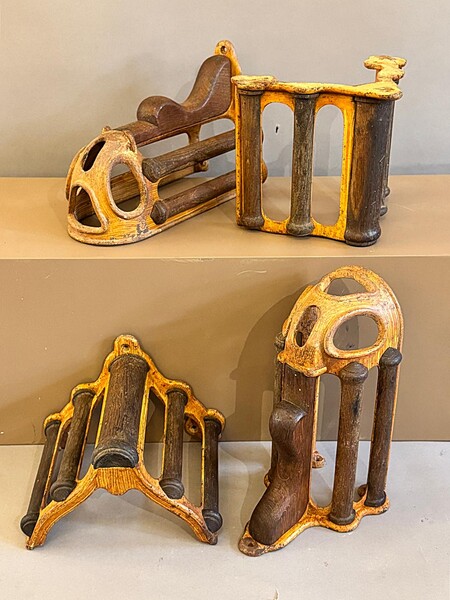 Pair of bridle holders and horse harness supports, 19th century