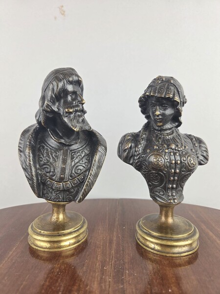 Pair of bronze busts 