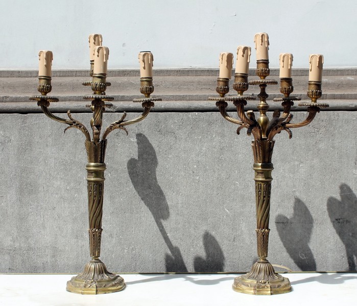 Pair of bronze candelabras