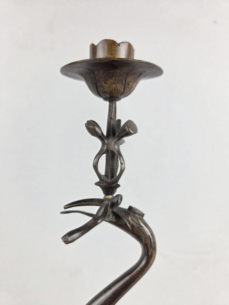 Pair of bronze candlesticks, China 20th