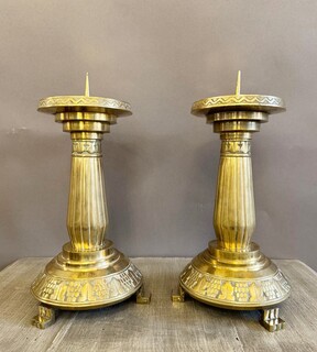 Pair Of Bronze Candlesticks, Circa 1930 