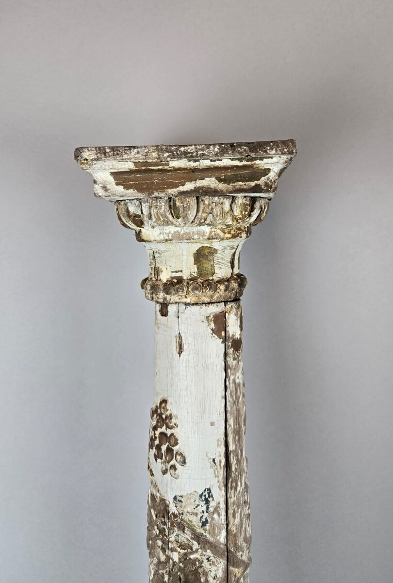 Pair of carved wooden columns, 19th