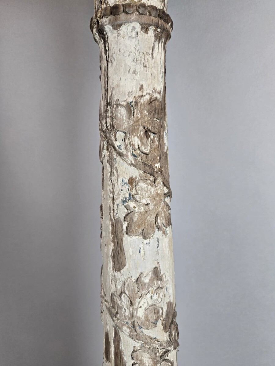 Pair of carved wooden columns, 19th
