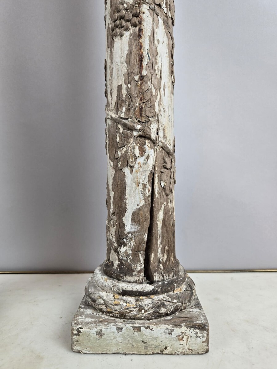 Pair of carved wooden columns, 19th