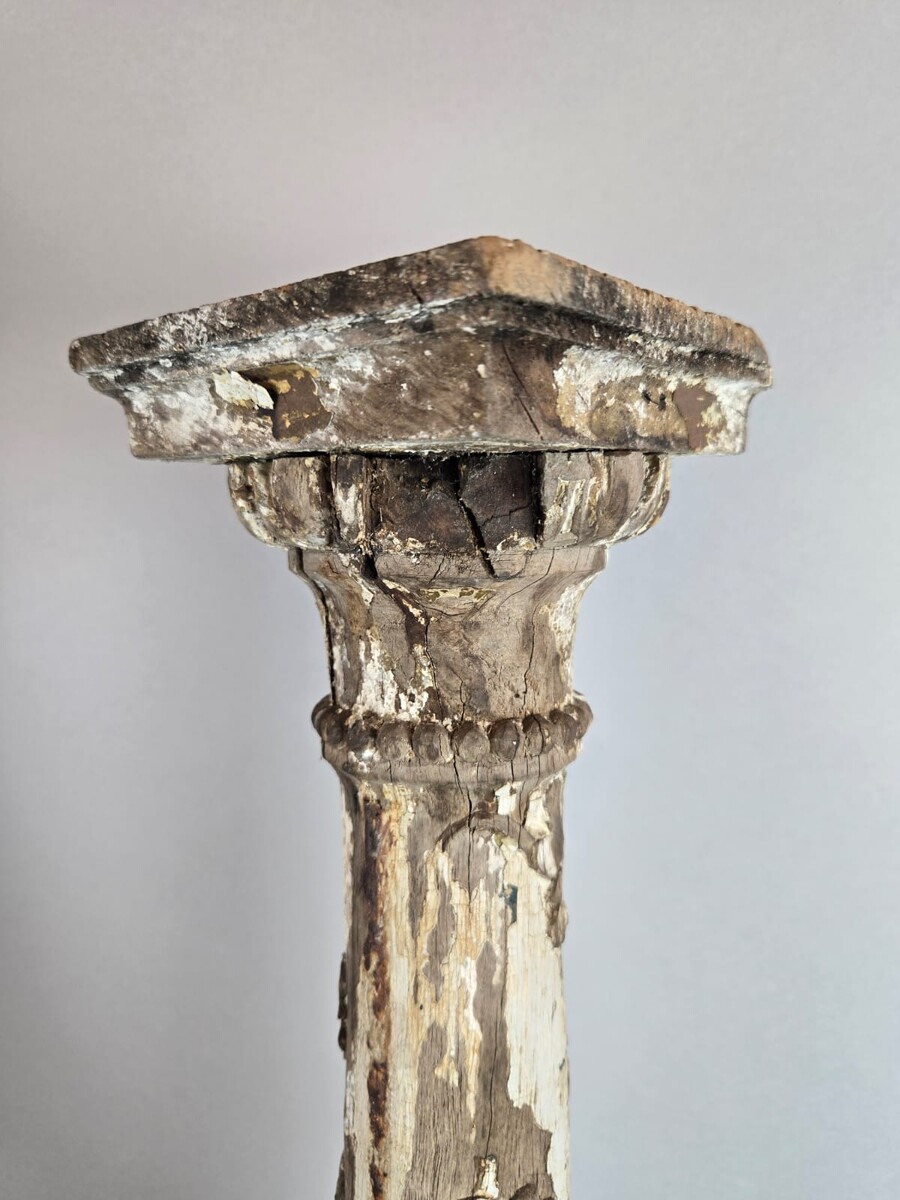 Pair of carved wooden columns, 19th