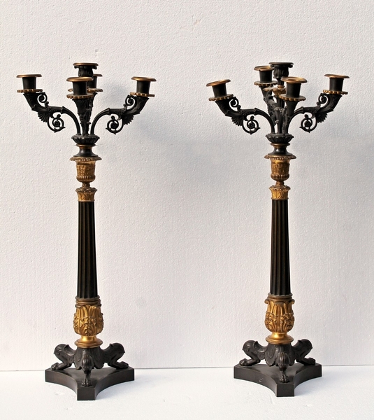 Pair of Charles X bronze candelabras