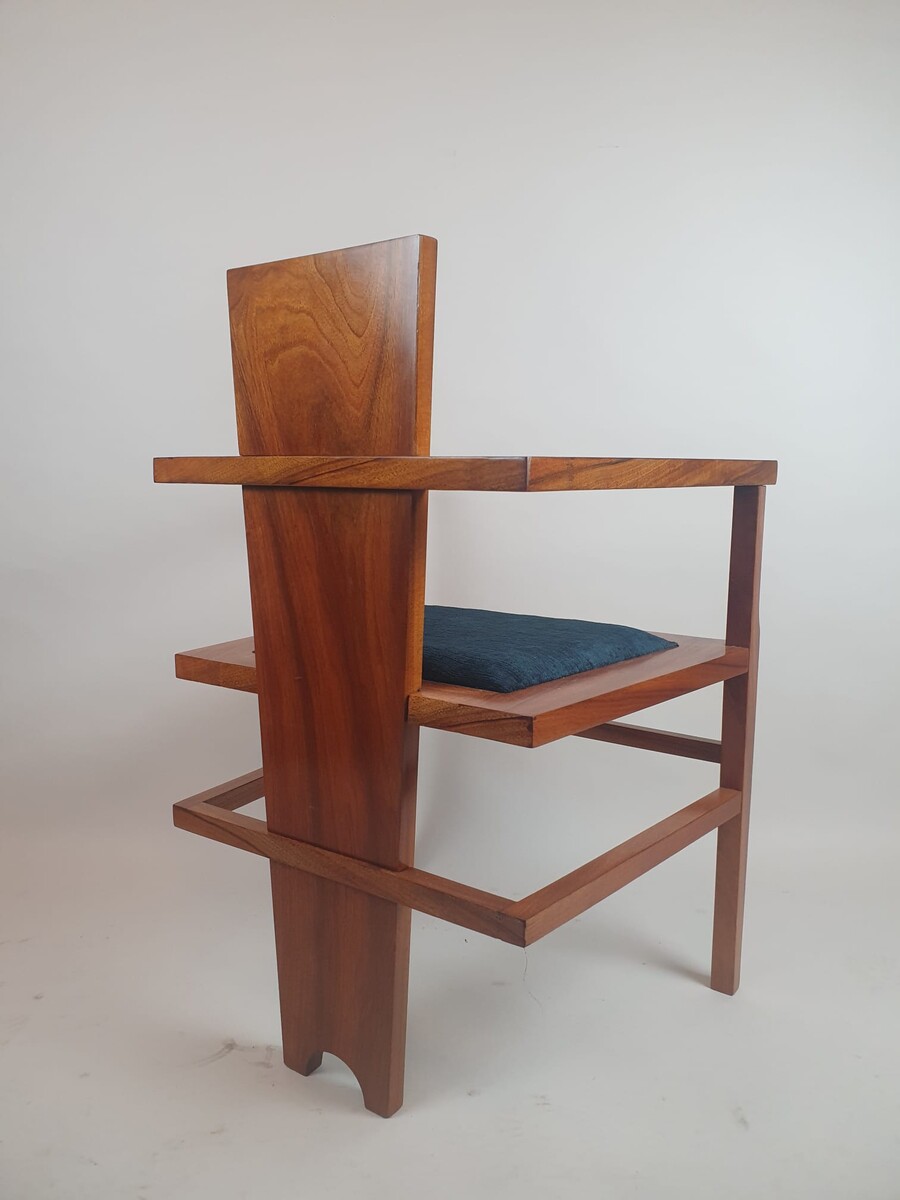 Pair of Czech constructivist mahogany armchairs, circa 1940