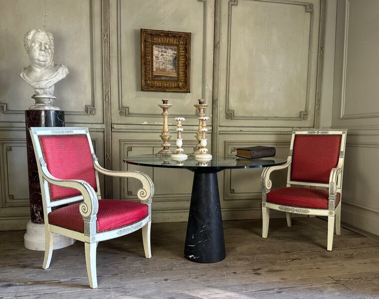 Pair Of Empire Armchairs, Recent Two Tone Patina, XIXth Century