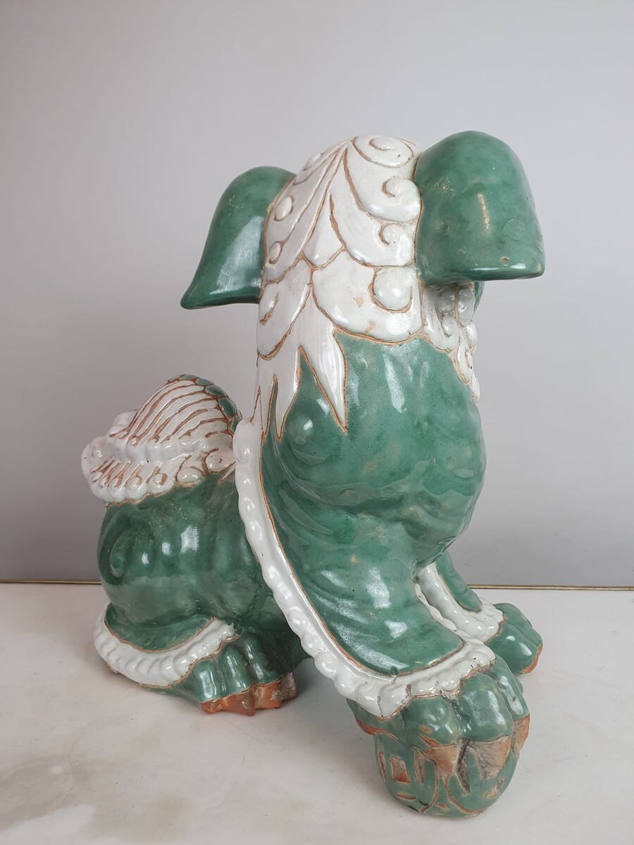 Pair of Fô dogs in glazed earthenware, early 20th