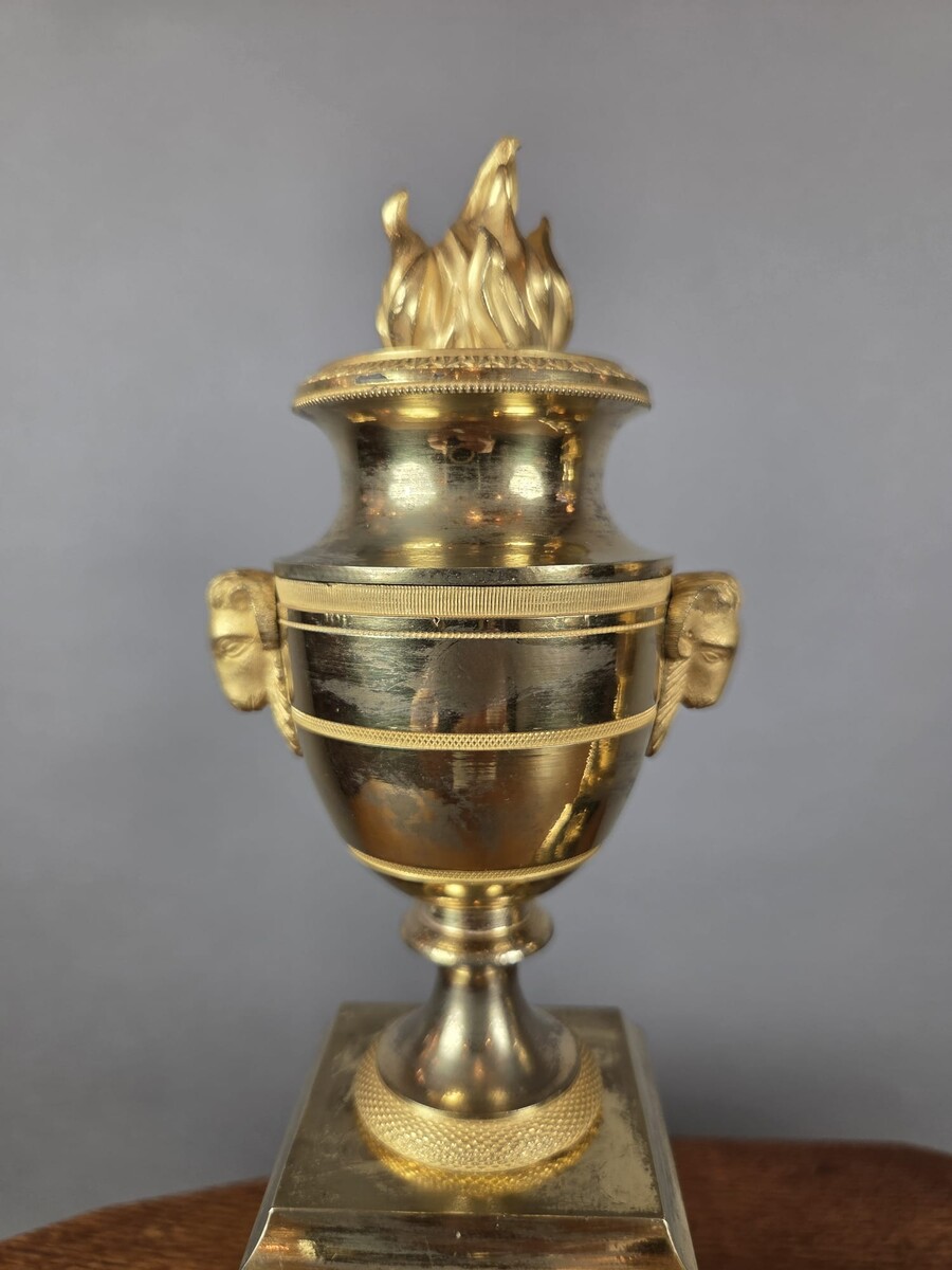 Pair of gilded bronze cassolettes from the Empire period