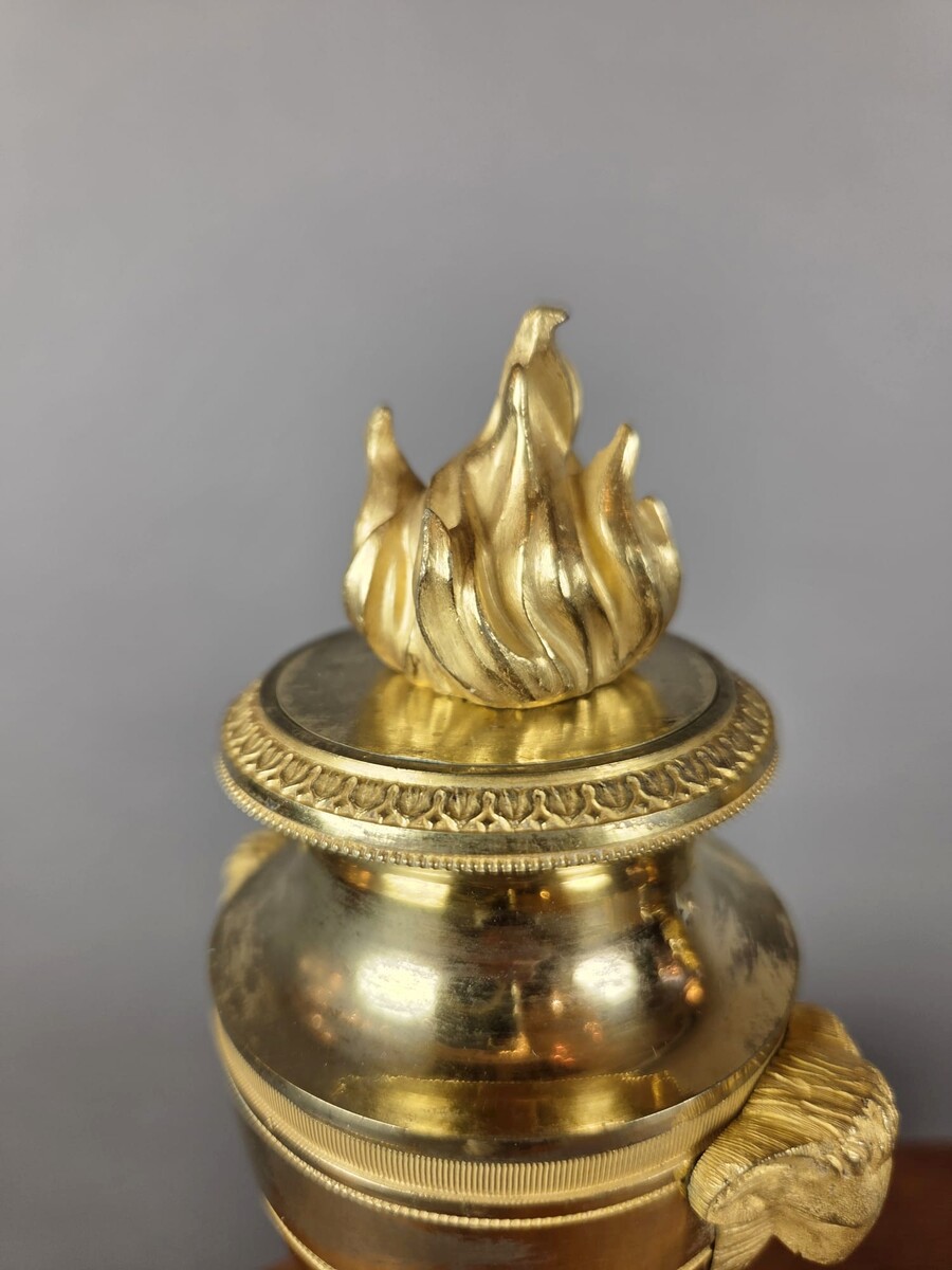Pair of gilded bronze cassolettes from the Empire period