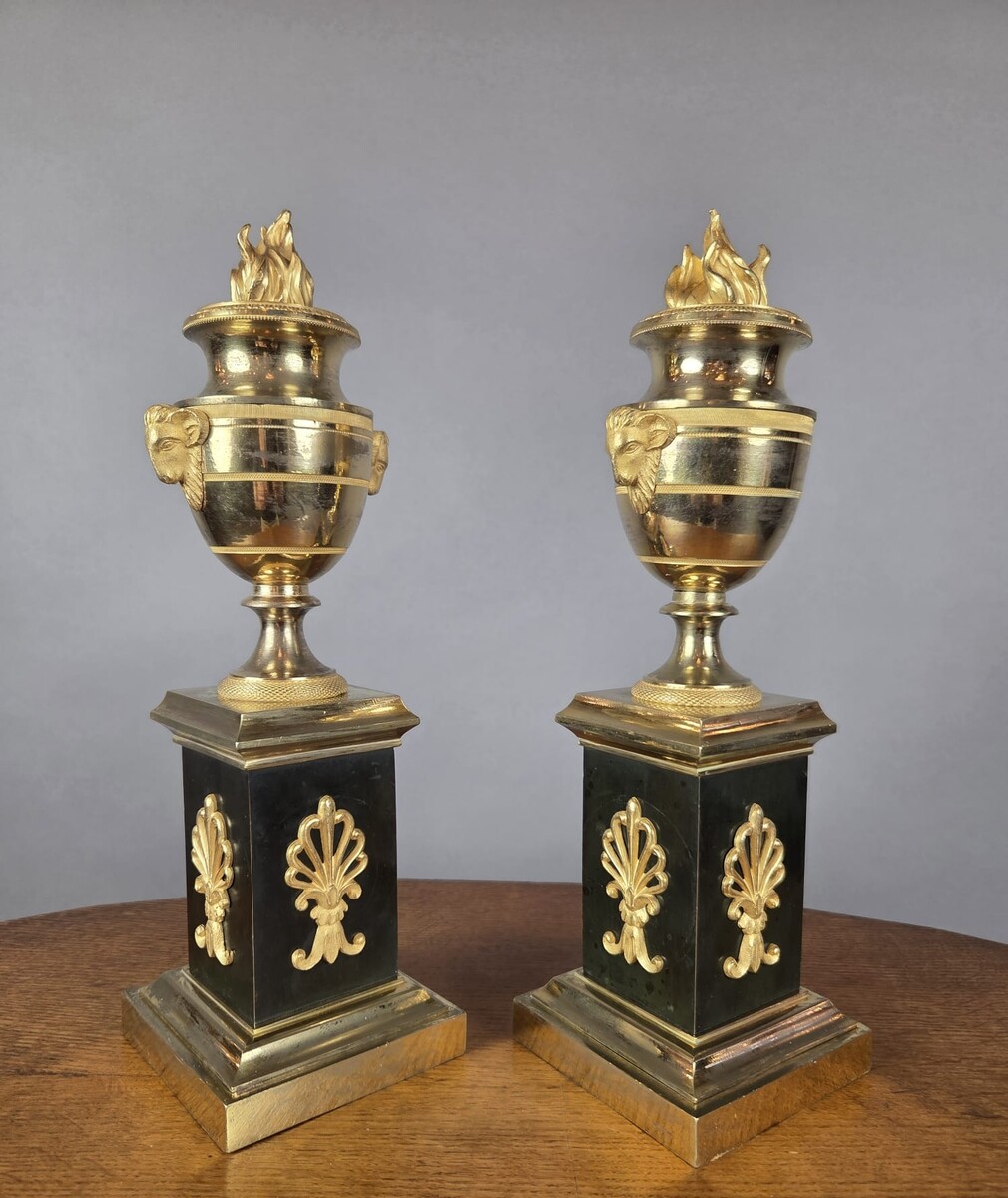 Pair of gilded bronze cassolettes from the Empire period