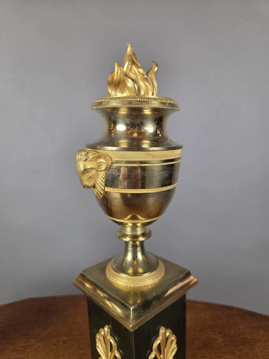 Pair of gilded bronze cassolettes from the Empire period
