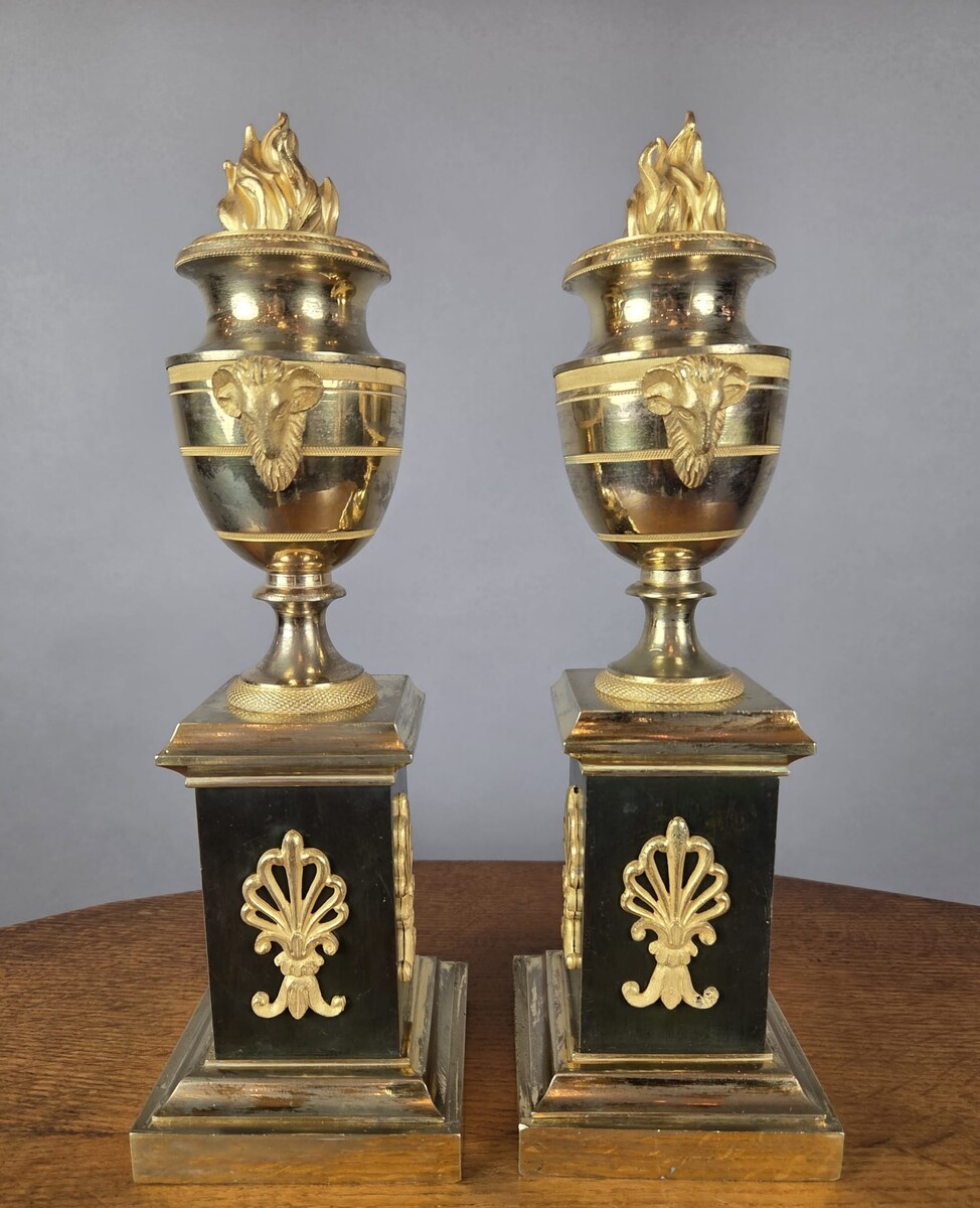 Pair of gilded bronze cassolettes from the Empire period